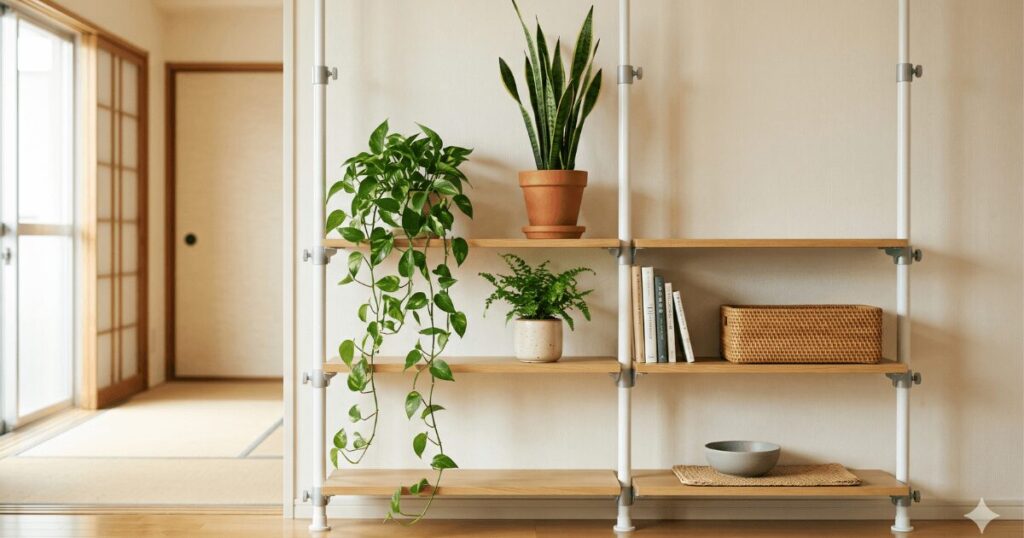 棚に並べた観葉植物のイメージ