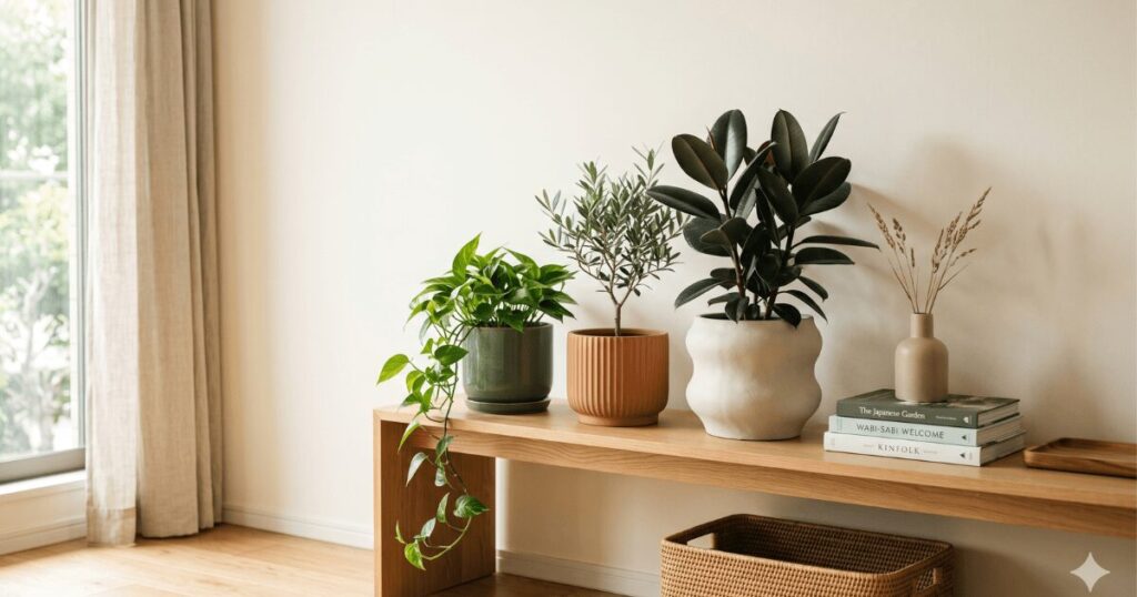 おしゃれな鉢に植えた観葉植物のイメージ