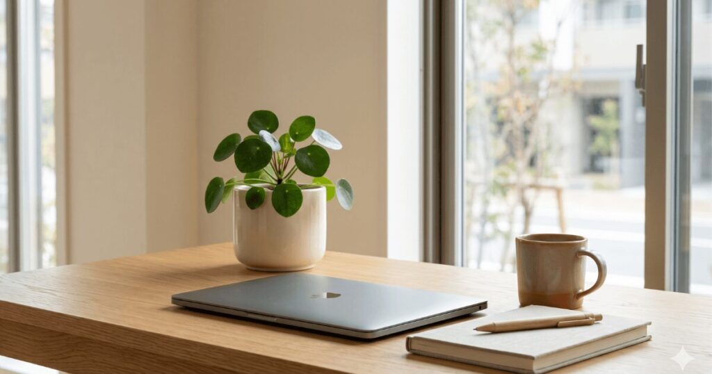 デスクに置いた観葉植物のイメージ